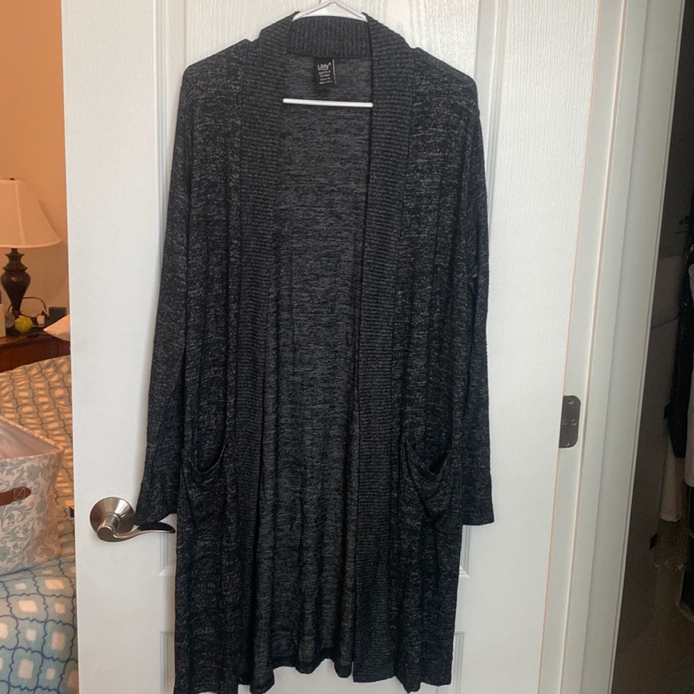 Black/grey duster cardigan